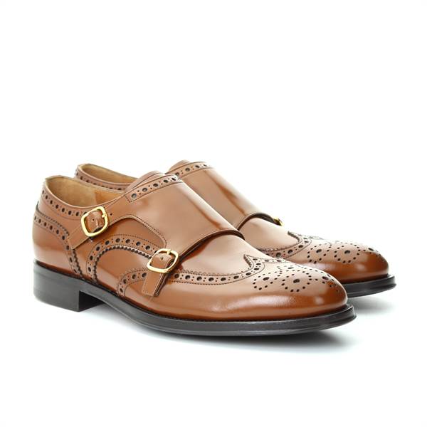 LANCIOTTI DE VERZI DOUBLE BUCKLE antik tobacco 