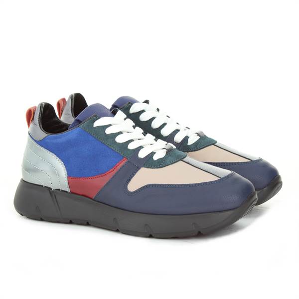 LANCIOTTI DE VERZI SNEAKERS lasvegas_seta blue taupe  