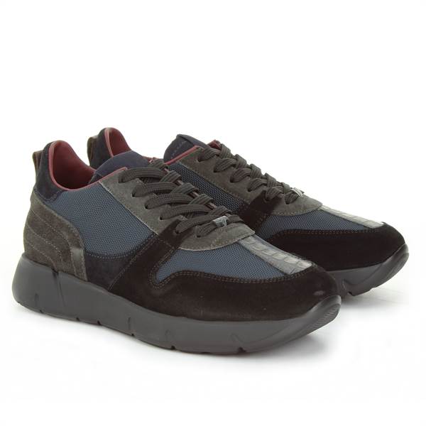 LANCIOTTI DE VERZI SNEAKERS velour_ktech black blue 