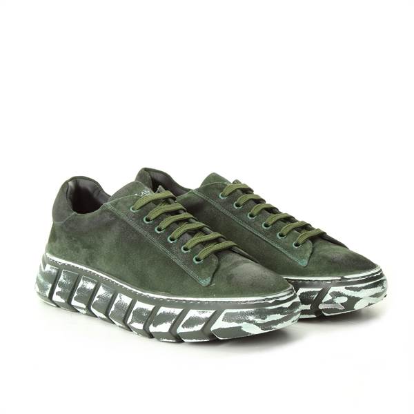 LANCIOTTI DE VERZI SNEAKER suede verde bianco 